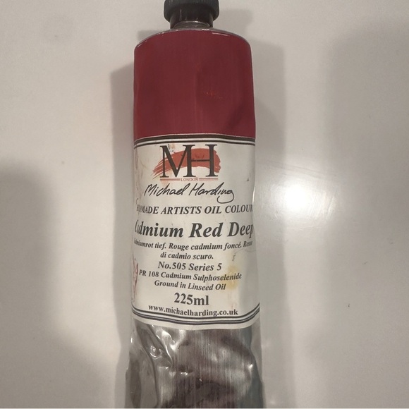 Michael Harding Artists Oil Color - Cadmium Red Deep, 225 ml tube NEW - Picture 3 of 4